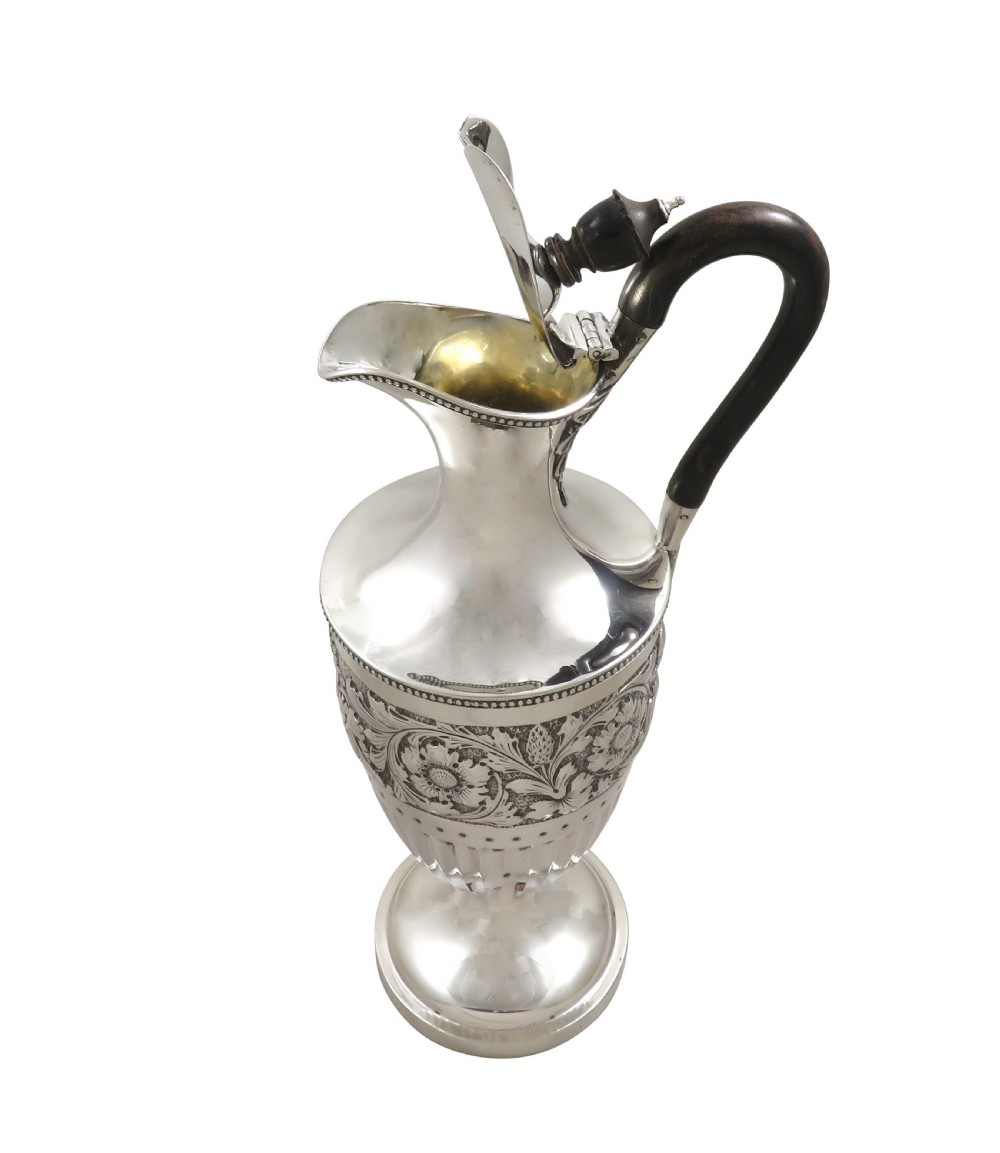 Antique Edwardian Sterling Silver Claret Jug / Wine Ewer 1901 View II
