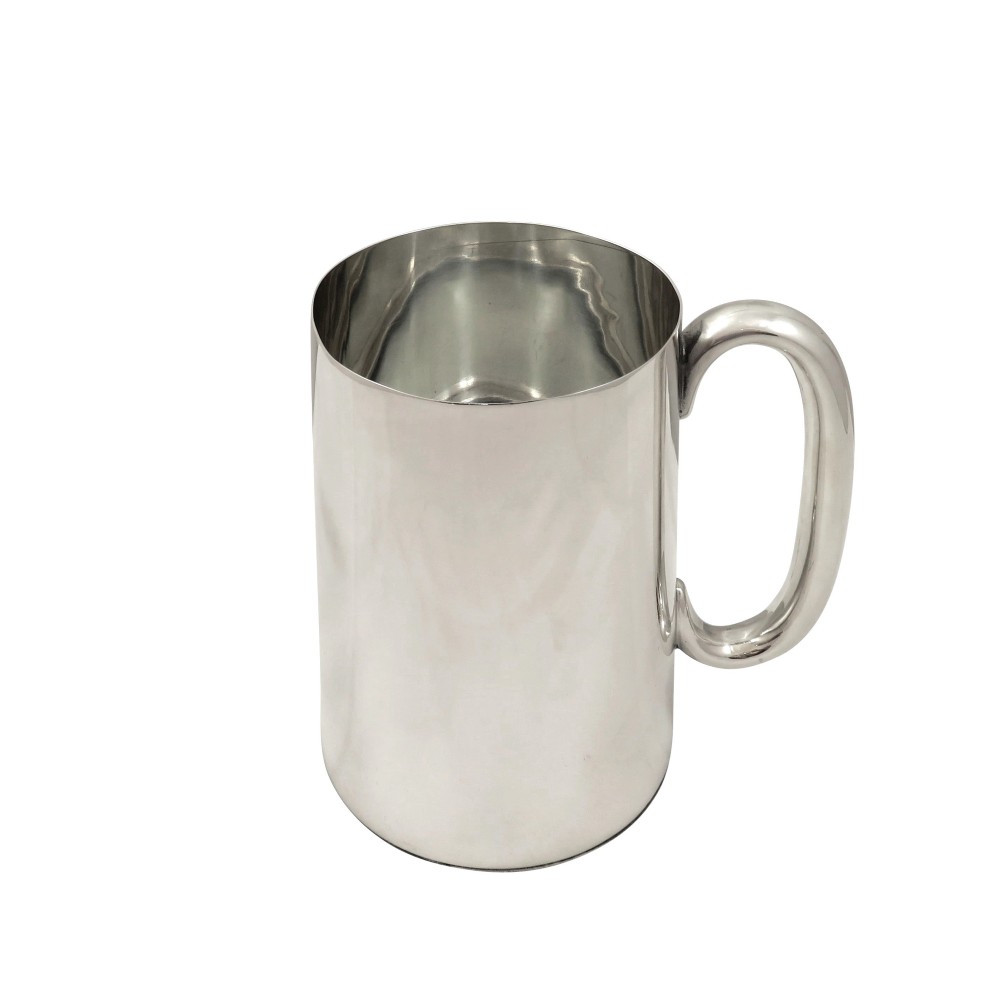 Antique George V Sterling Silver Pint Tankard with Glass Bottom 1923