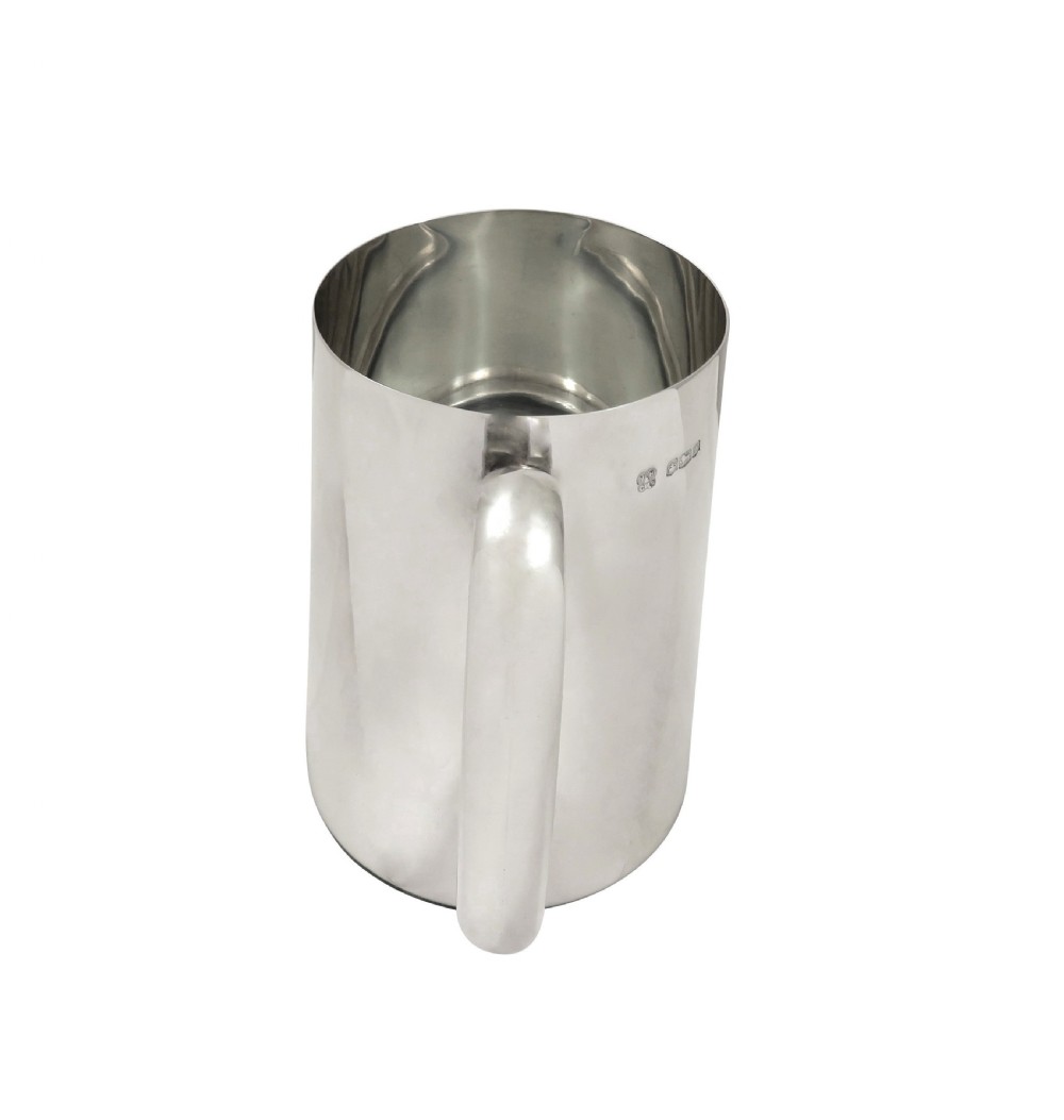 Antique George V Sterling Silver Pint Tankard with Glass Bottom 1923 View V