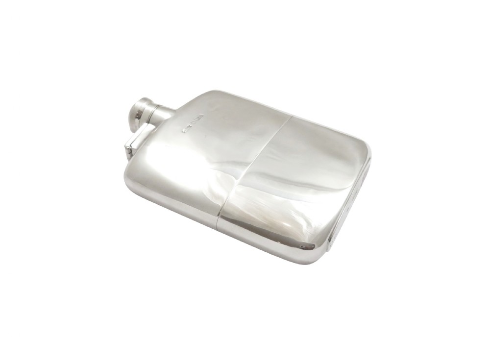Antique George V Sterling Silver Hip Flask with Cup 1922 View IV