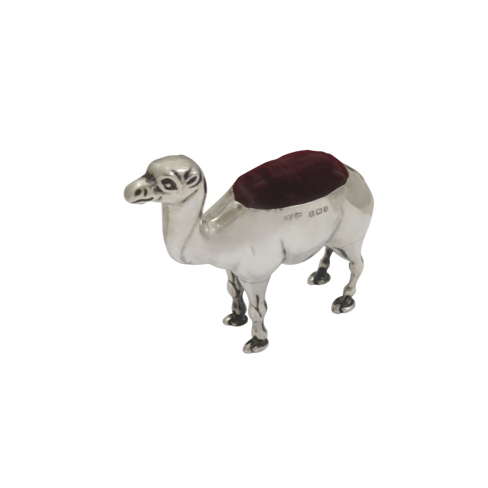 Antique Edwardian Sterling Silver Camel Pin Cushion 1906