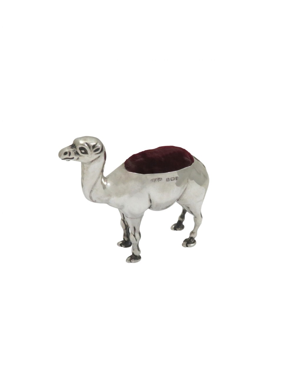Antique Edwardian Sterling Silver Camel Pin Cushion 1906 View IV
