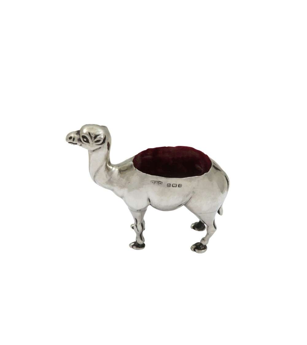 Antique Edwardian Sterling Silver Camel Pin Cushion 1906 View V