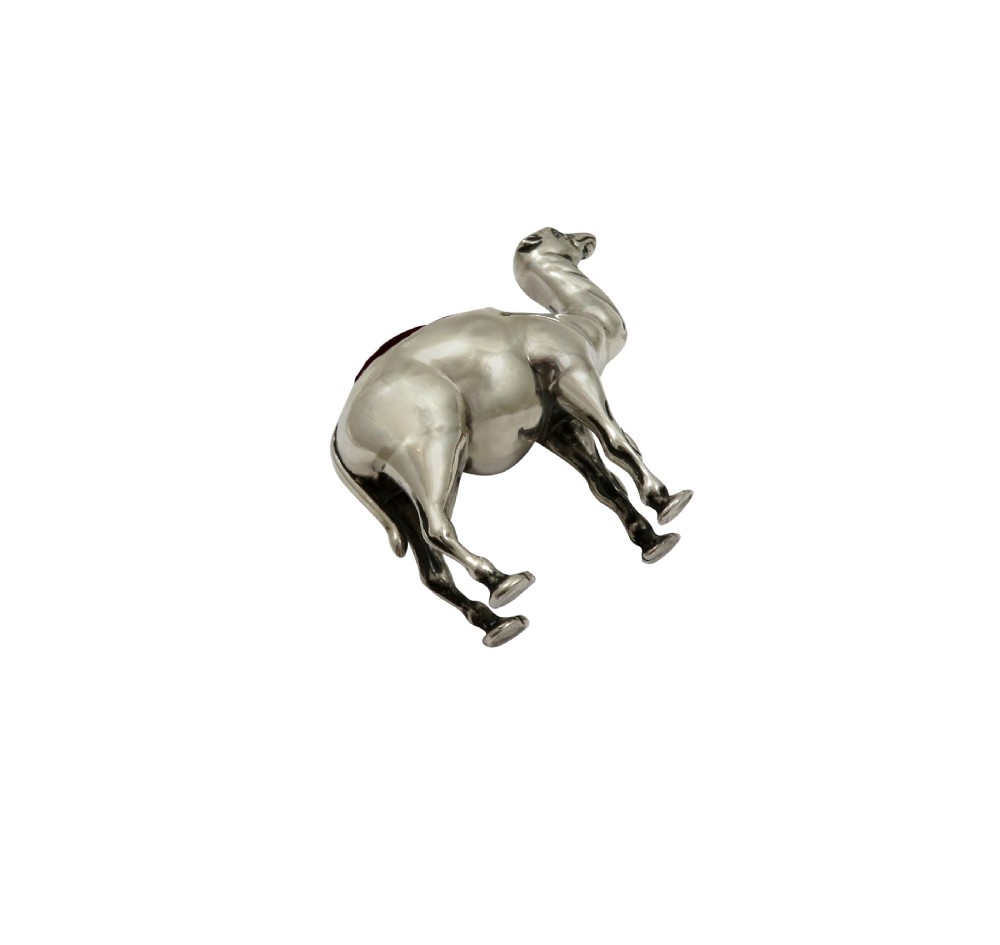 Antique Edwardian Sterling Silver Camel Pin Cushion 1906 View VIII