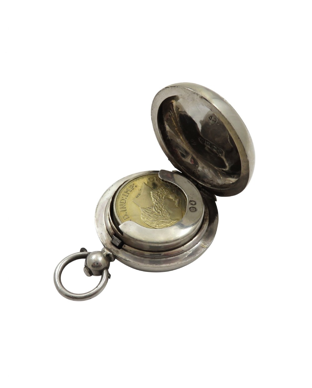 Antique Victorian Sterling Silver Sovereign Case 1888 View III