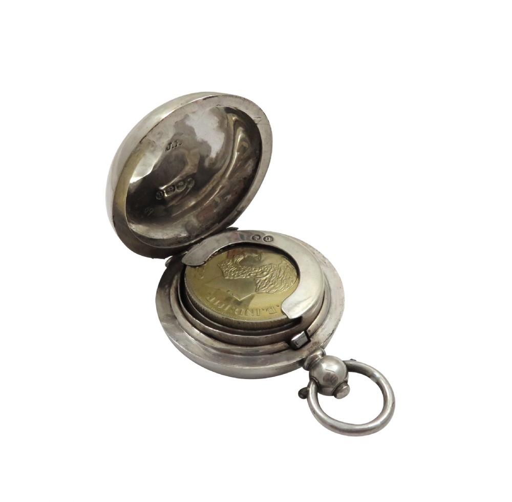 Antique Victorian Sterling Silver Sovereign Case 1888 View VII
