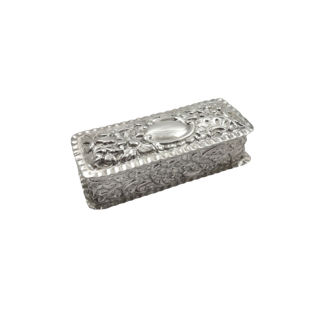 Antique Victorian Sterling Silver Ring Box 1900