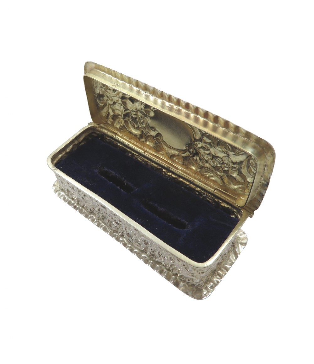 Antique Victorian Sterling Silver Ring Box 1900 View III