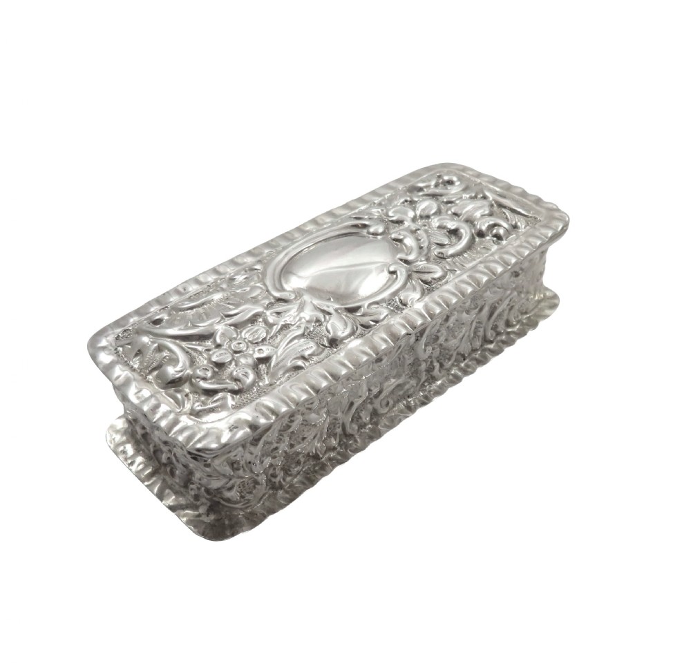 Antique Victorian Sterling Silver Ring Box 1900 View IV