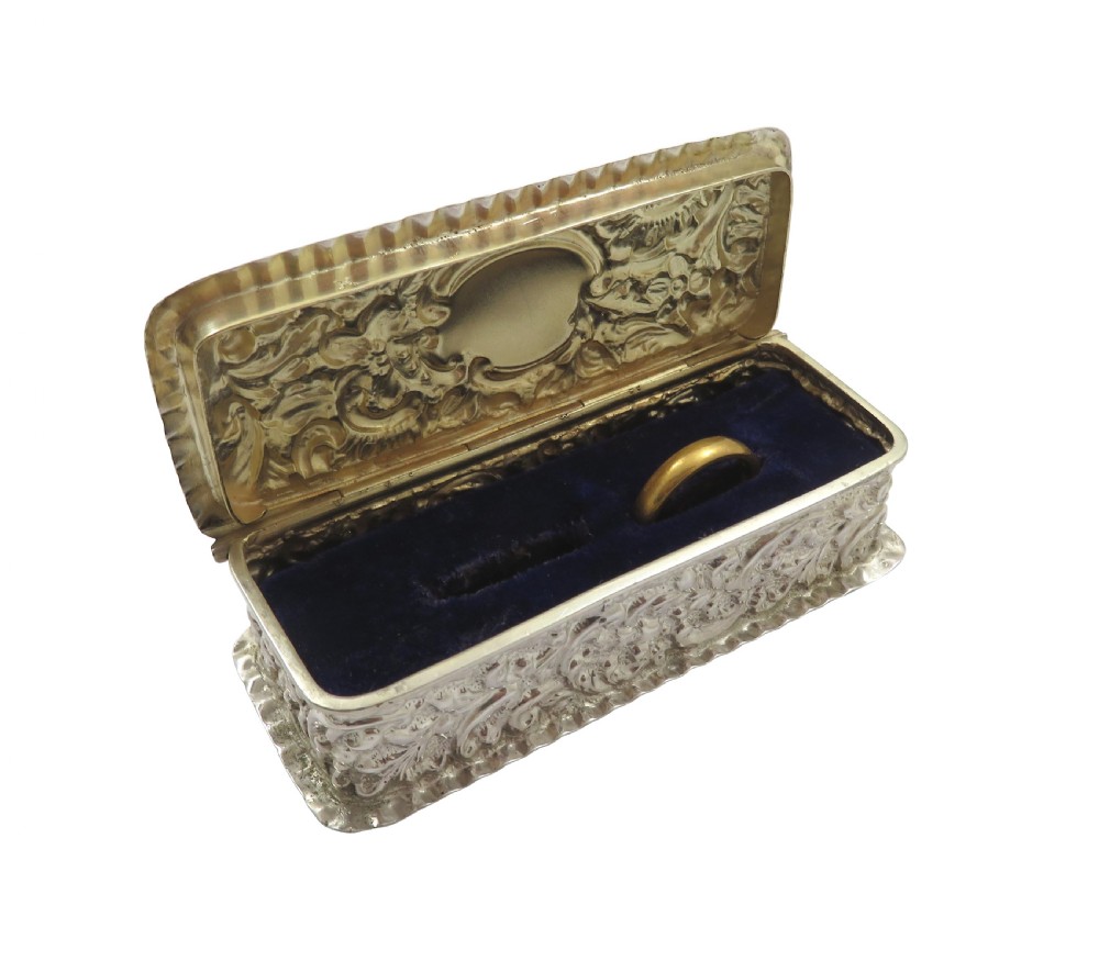 Antique Victorian Sterling Silver Ring Box 1900 View VII