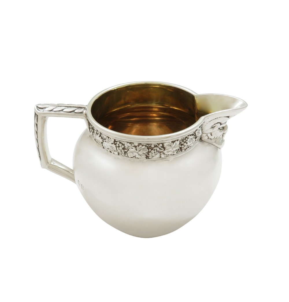 Antique George V Sterling Silver Grape & Vine Jug 1933 View IX