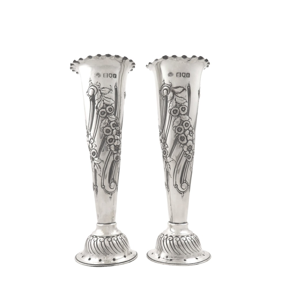 Pair of Antique Edwardian Sterling Silver 6 1/4