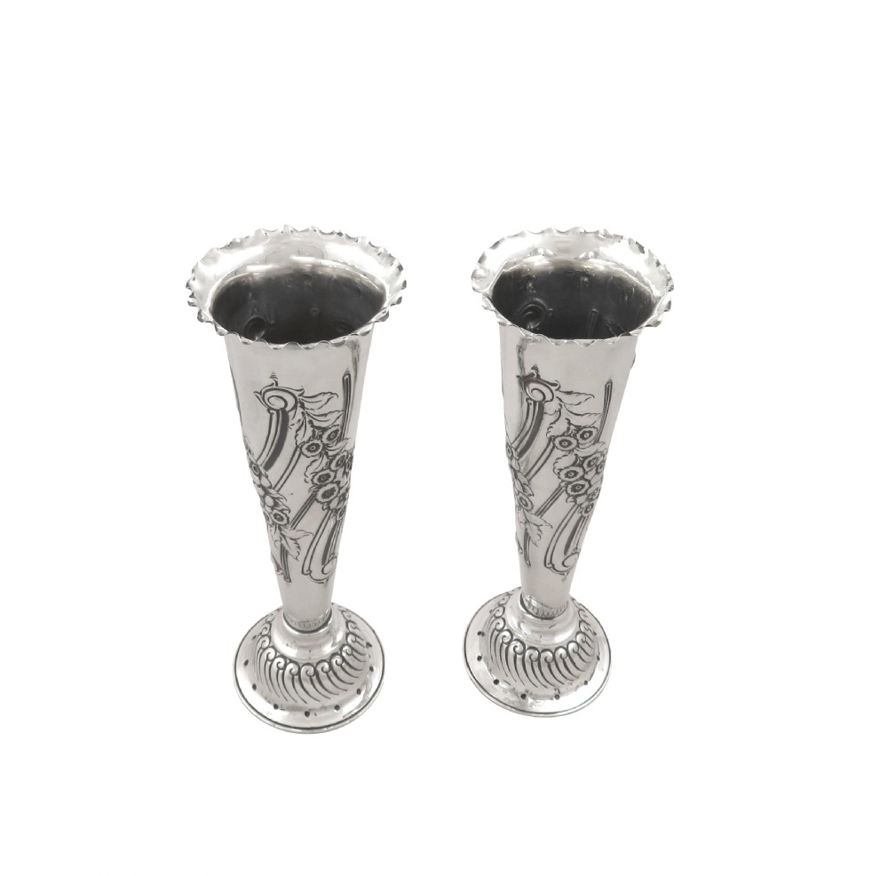 Pair of Antique Edwardian Sterling Silver 6 1/4