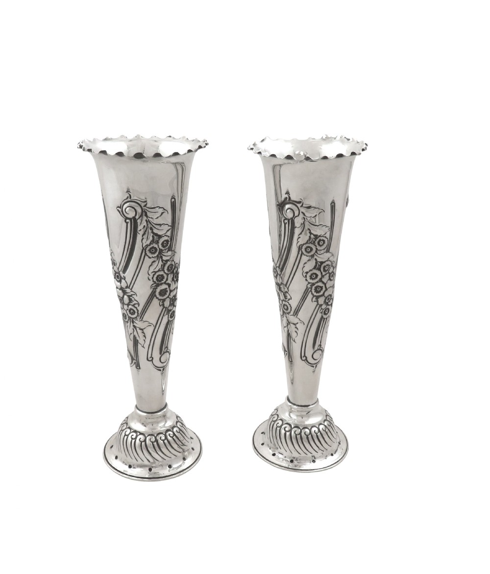 Pair of Antique Edwardian Sterling Silver 6 1/4