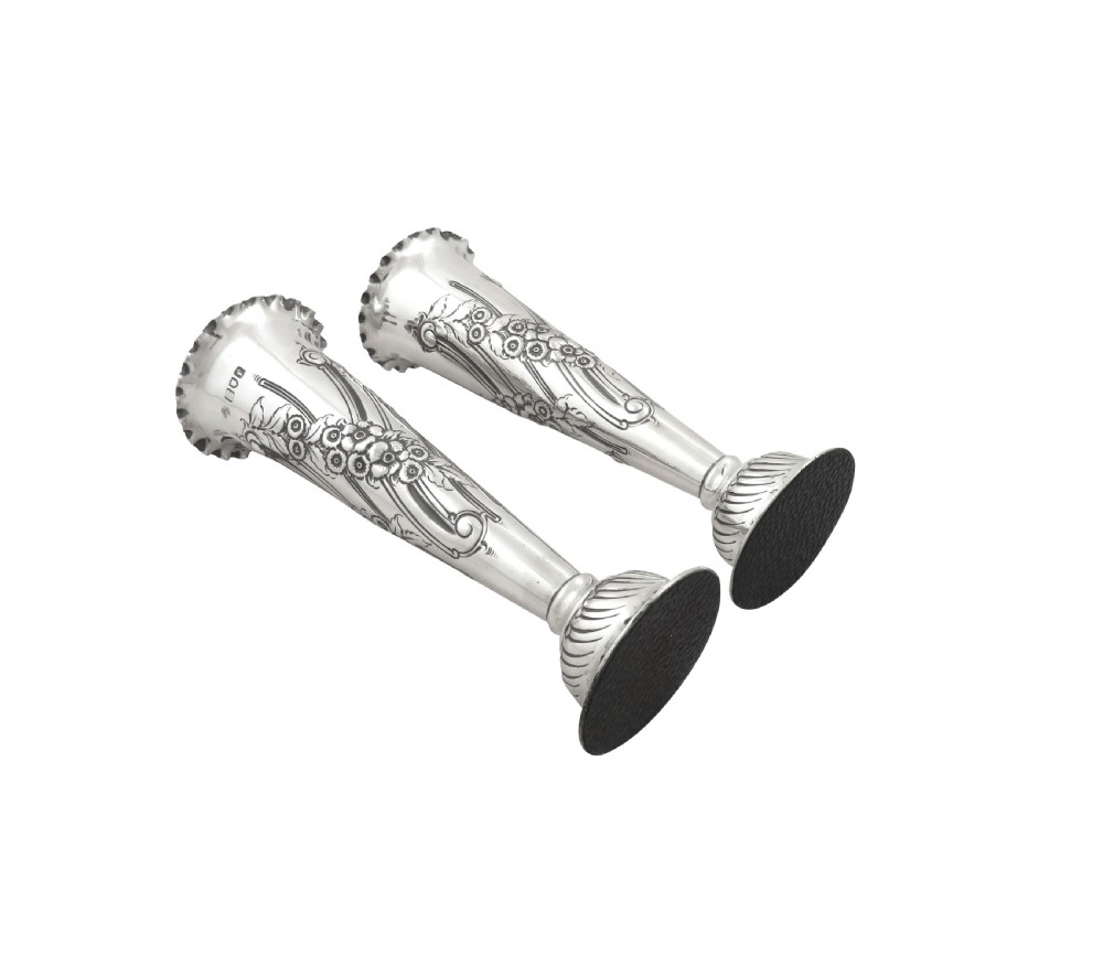 Pair of Antique Edwardian Sterling Silver 6 1/4