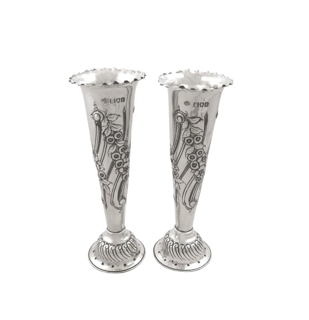 Pair of Antique Edwardian Sterling Silver 6 1/4