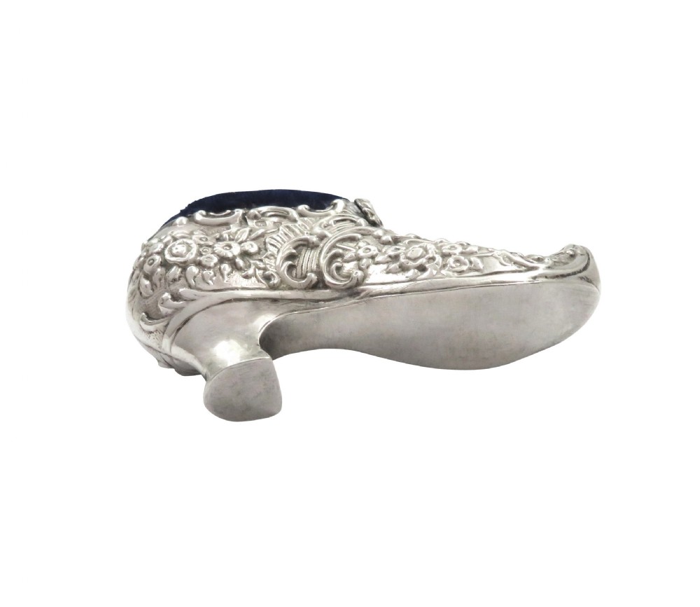 Antique Edwardian Sterling Silver Shoe Pin Cushion 1907 View V