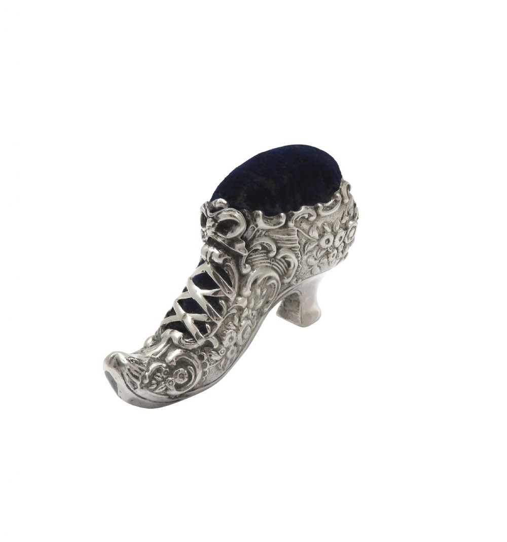 Antique Edwardian Sterling Silver Shoe Pin Cushion 1907 View VI