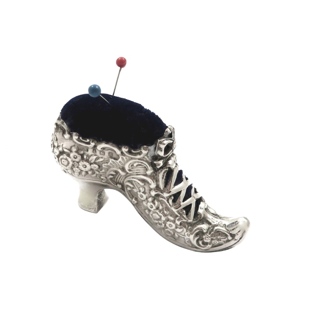 Antique Edwardian Sterling Silver Shoe Pin Cushion 1907 View IX