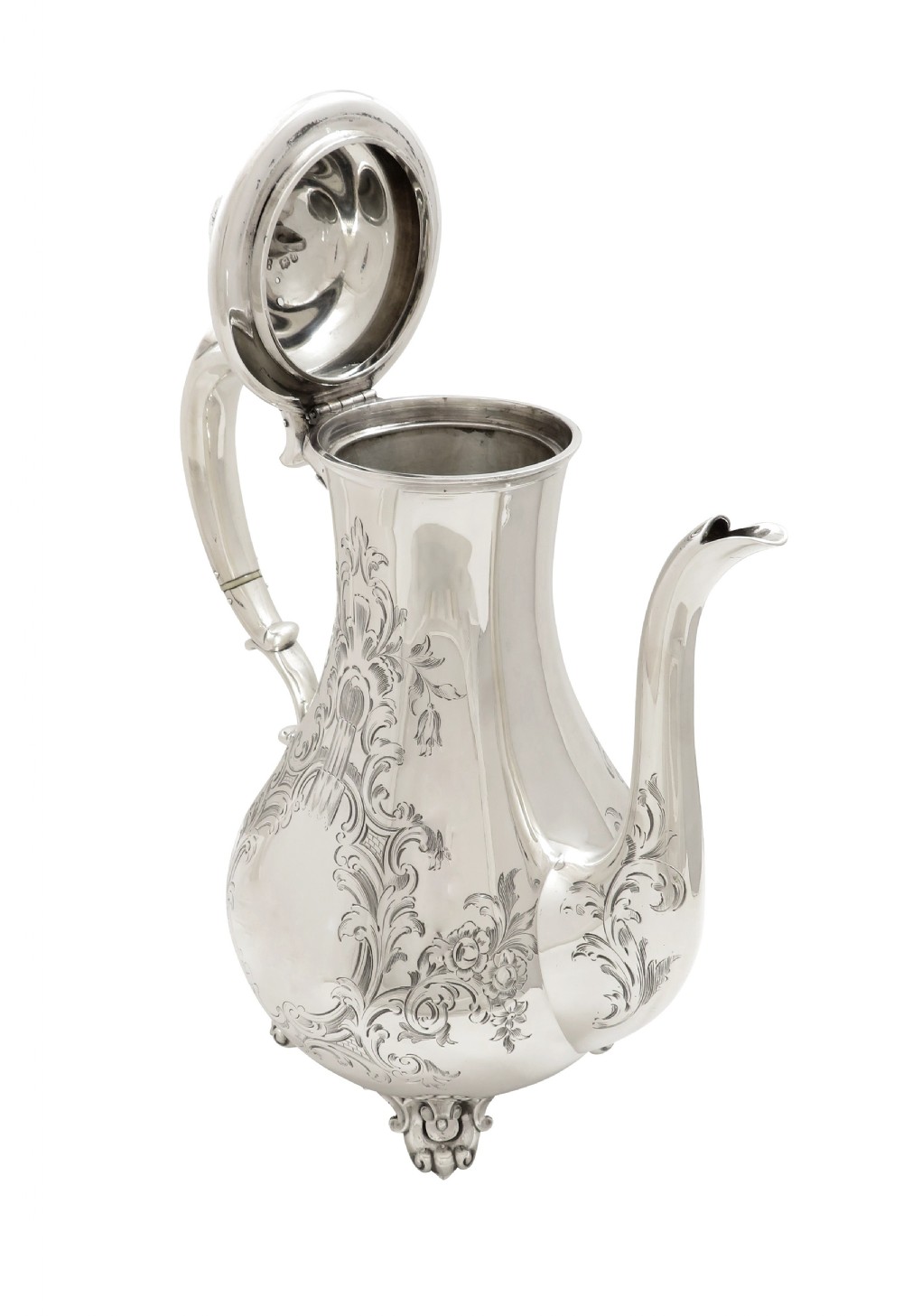 Antique Early Victorian Sterling Silver Coffee Pot 1845 View II