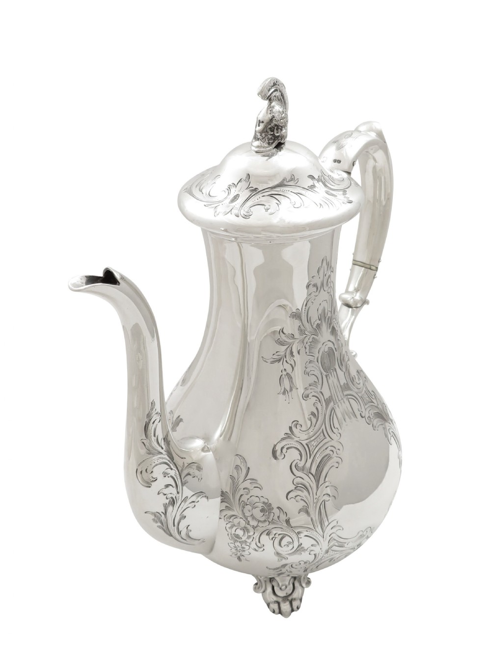 Antique Early Victorian Sterling Silver Coffee Pot 1845 View IV