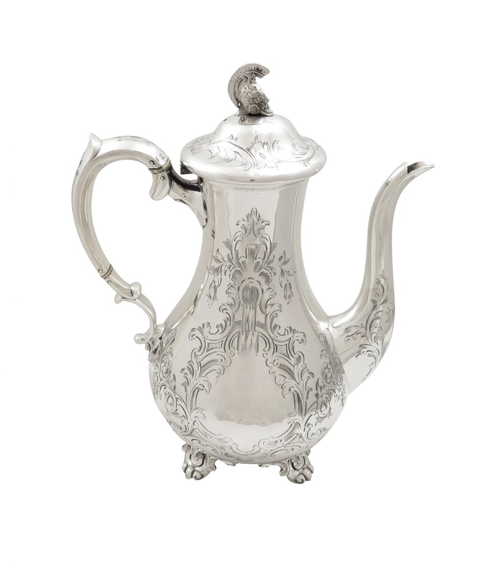 Antique Early Victorian Sterling Silver Coffee Pot 1845 View IX