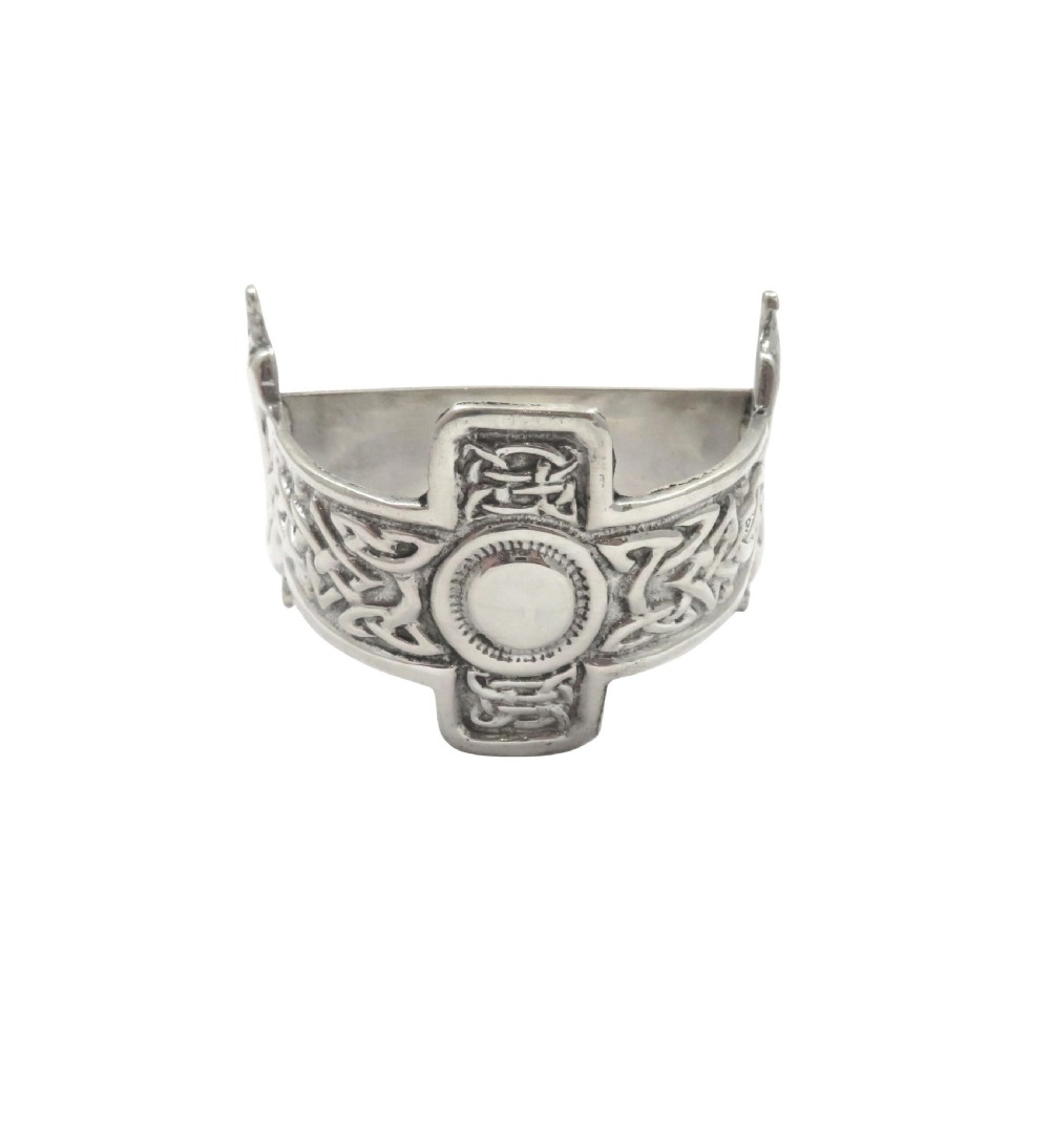 Antique Scottish Sterling Silver 'Celtic Cross' Napkin Ring in Case 1944 View II
