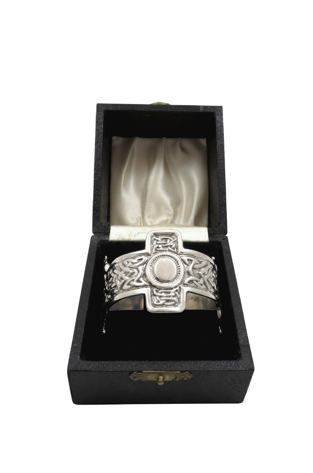 Antique Scottish Sterling Silver 'Celtic Cross' Napkin Ring in Case 1944 View IV