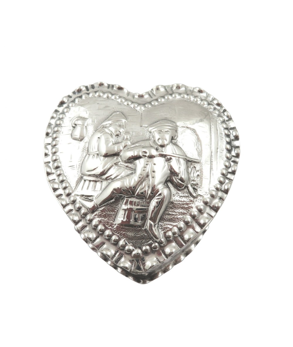 Antique Victorian Sterling Silver Heart Shape Trinket Box 1889 View IX