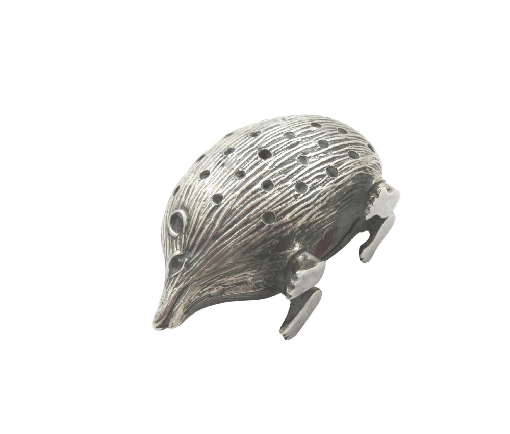 Antique Edwardian Sterling Silver Hedgehog Pin Cushion 1905 View VI