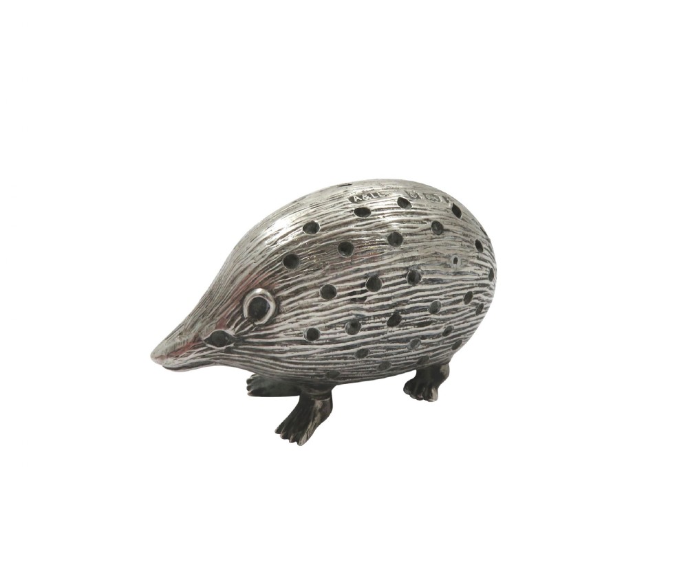 Antique Edwardian Sterling Silver Hedgehog Pin Cushion 1905 View VIII