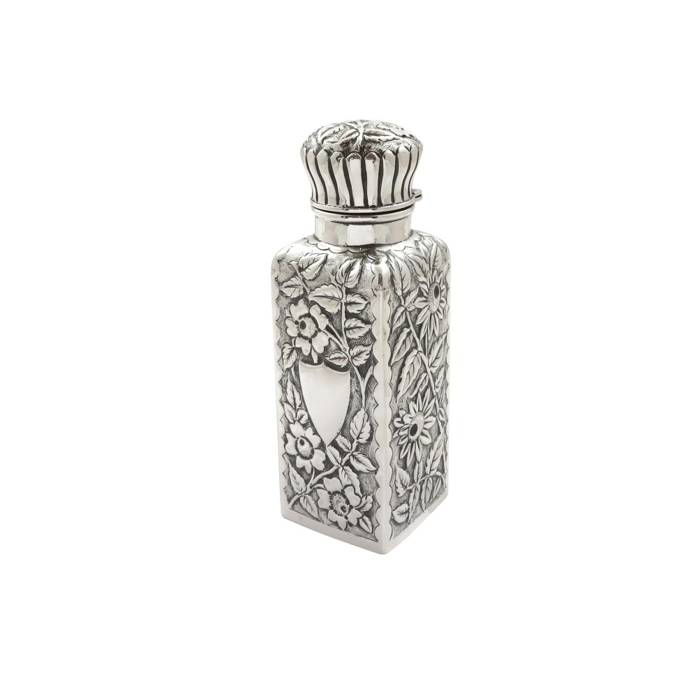 Antique Victorian Sterling Silver Perfume / Scent Bottle 1889