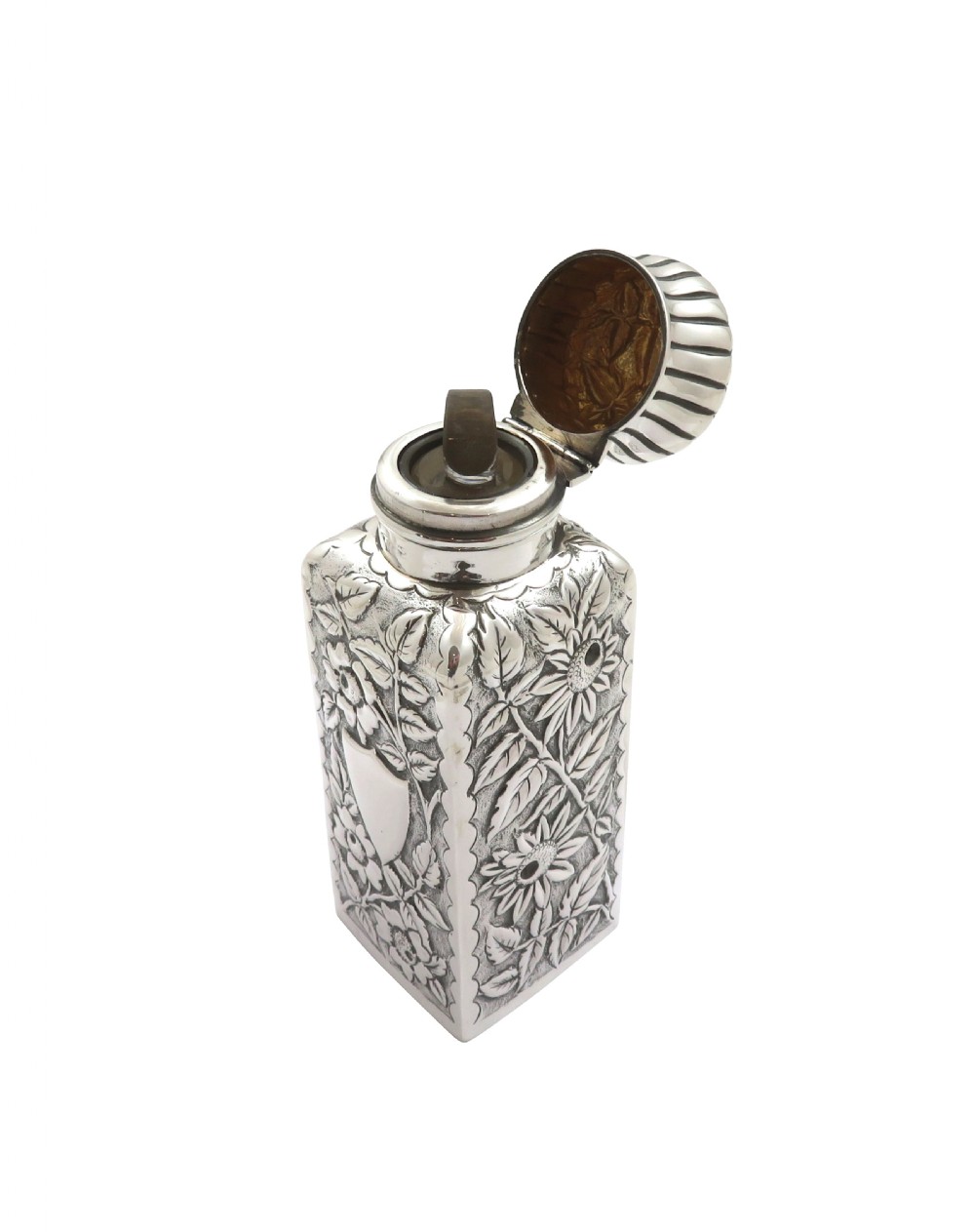 Antique Victorian Sterling Silver Perfume / Scent Bottle 1889 View III