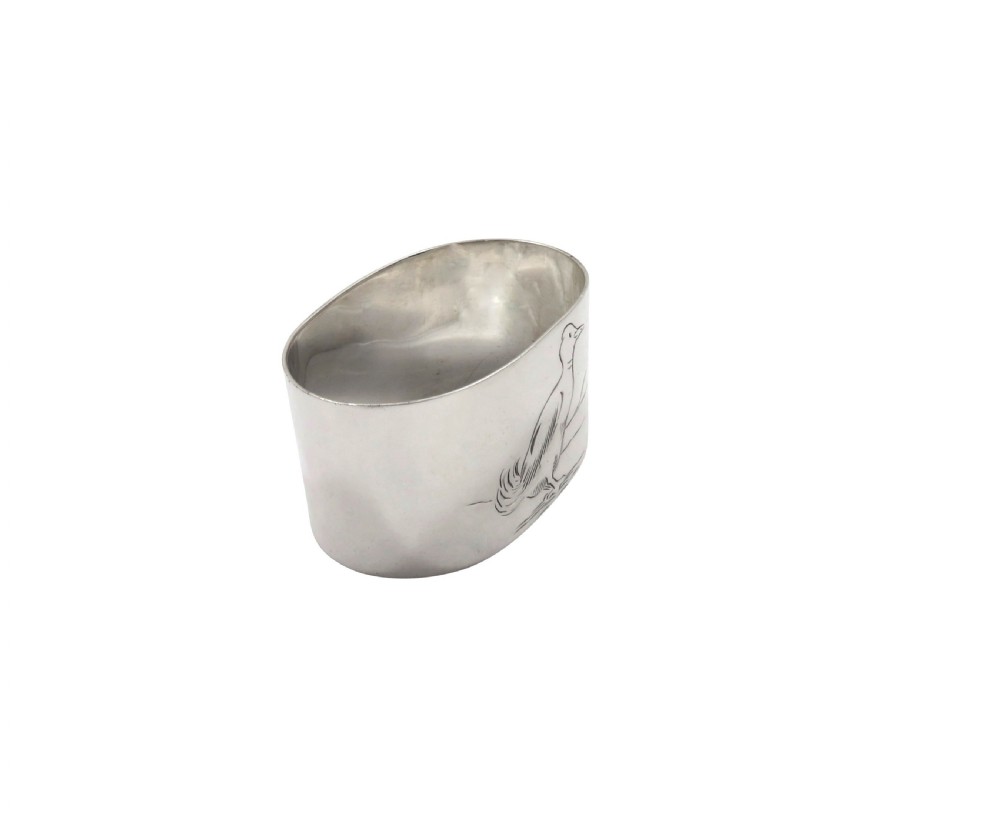 Antique George VI Sterling Silver 'Duck' Napkin Ring in Case 1942 View V