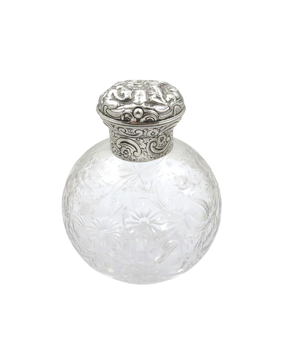 Antique Victorian Sterling Silver & Glass Scent/Perfume Bottle 1890 View IX