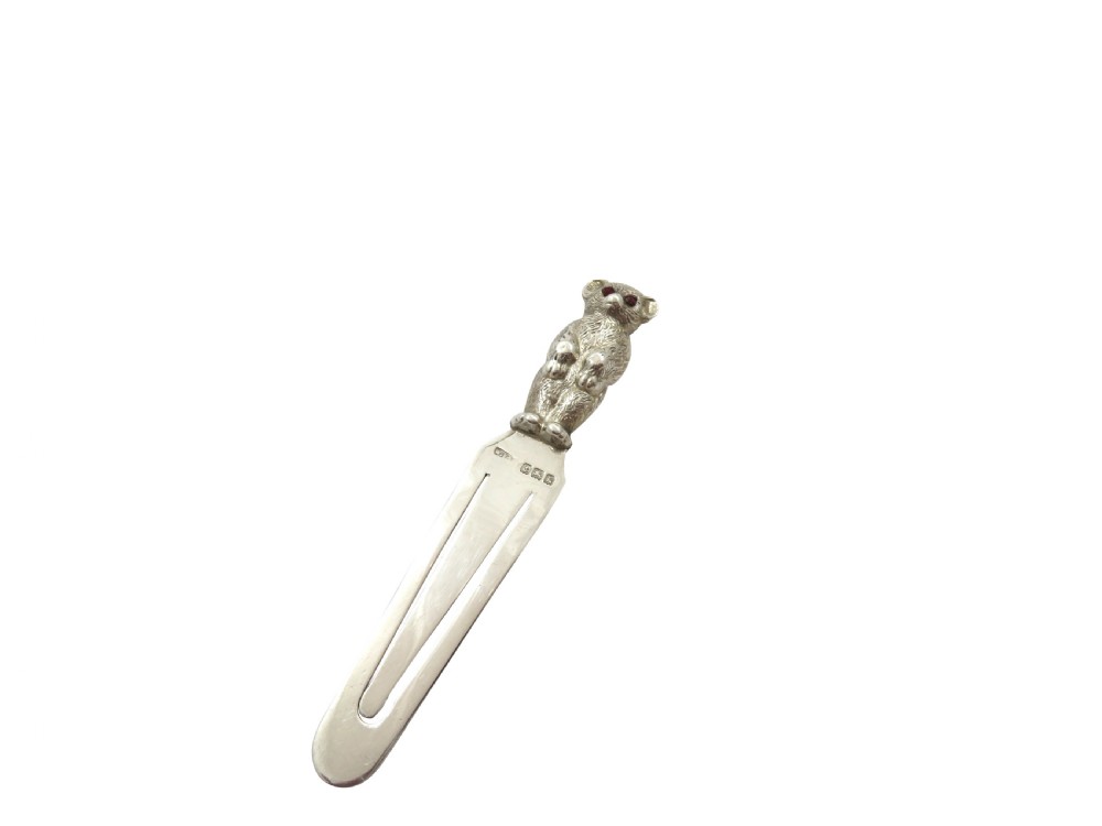 Antique Edwardian Sterling Silver 'Bear' Bookmark 1909 View V
