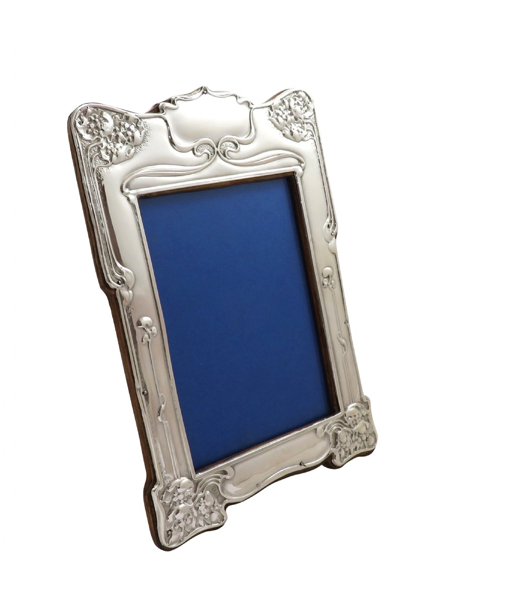 Antique Art Nouveau Sterling Silver Photo Frame 1902 View X