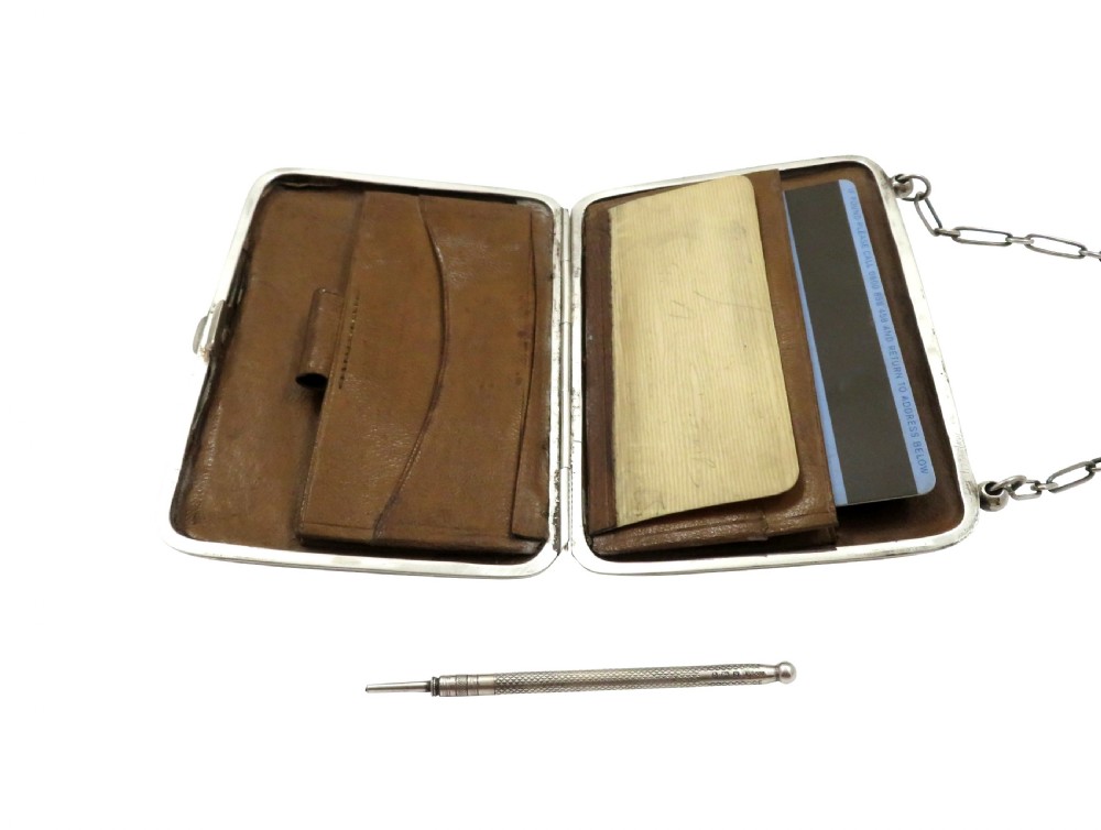 Antique George V Sterling Silver Card Case / Aide Memoire 1919 View II