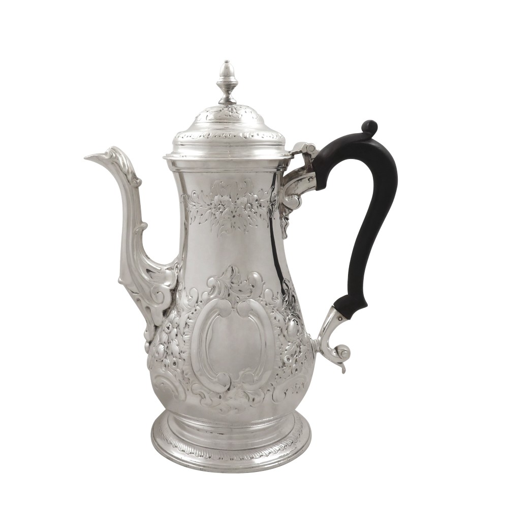 Antique Georgian Sterling Silver Coffee Pot 1860