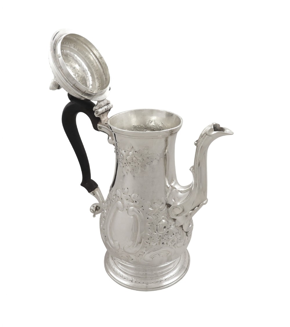 Antique Georgian Sterling Silver Coffee Pot 1860 View II
