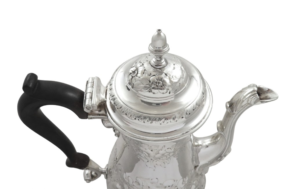 Antique Georgian Sterling Silver Coffee Pot 1860 View IV