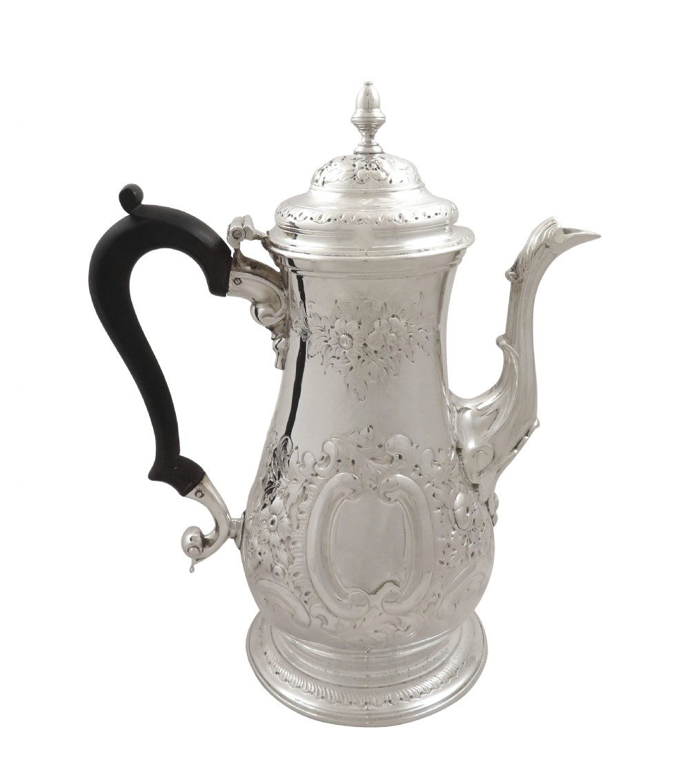Antique Georgian Sterling Silver Coffee Pot 1860 View X