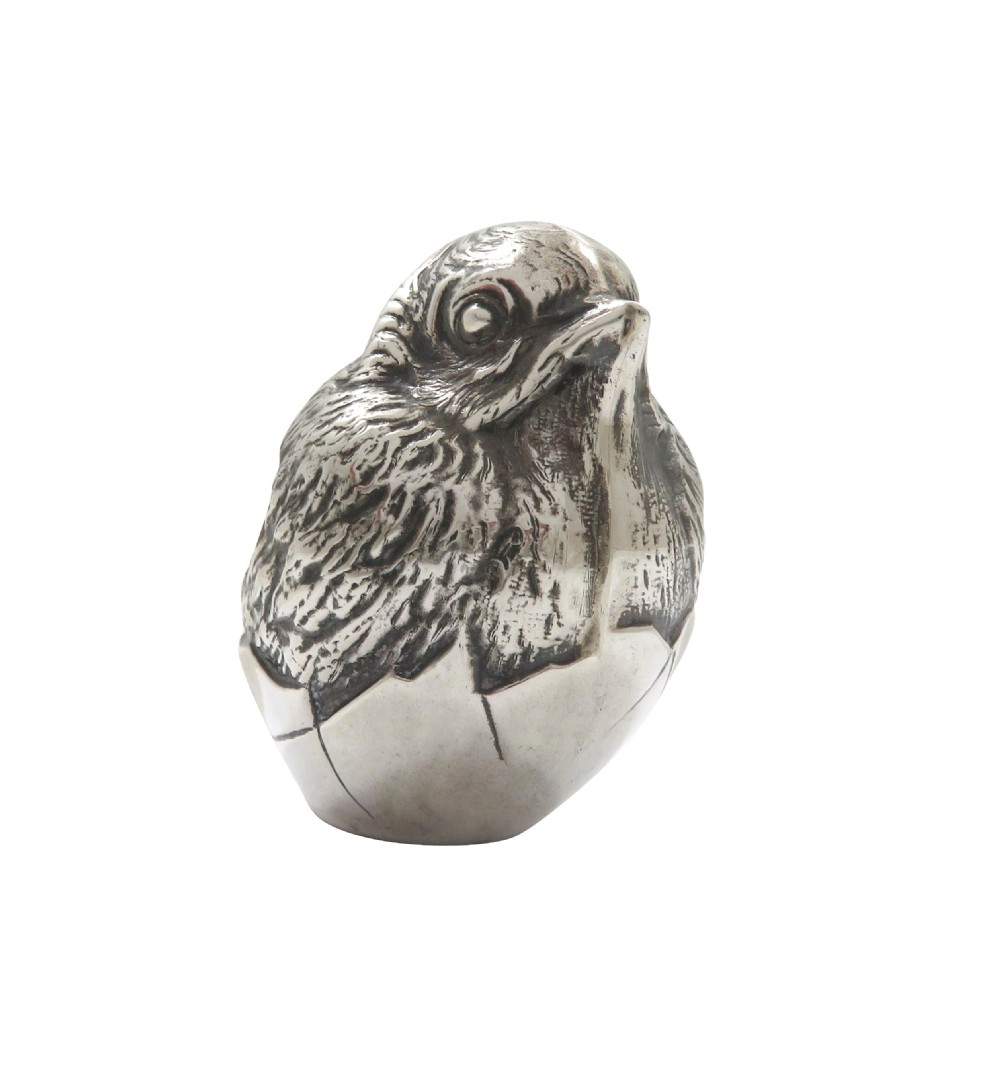 Antique George V Sterling Silver Hatching Chick Pin Cushion 1912 View V