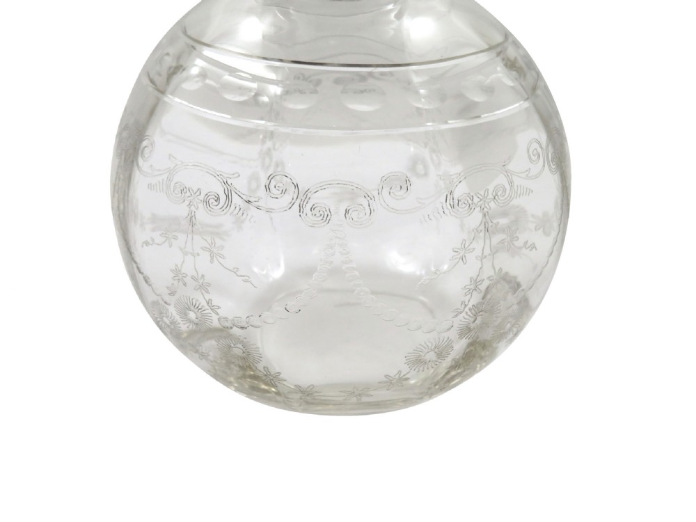 Antique George V Sterling Silver & Etched Glass Scent Bottle 1916 View VI