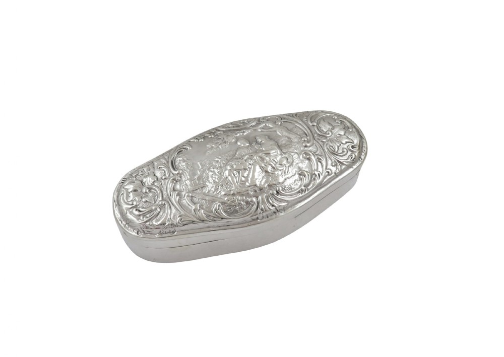 Antique Victorian Sterling Silver 'Lovers' Trinket Box 1899 View IV