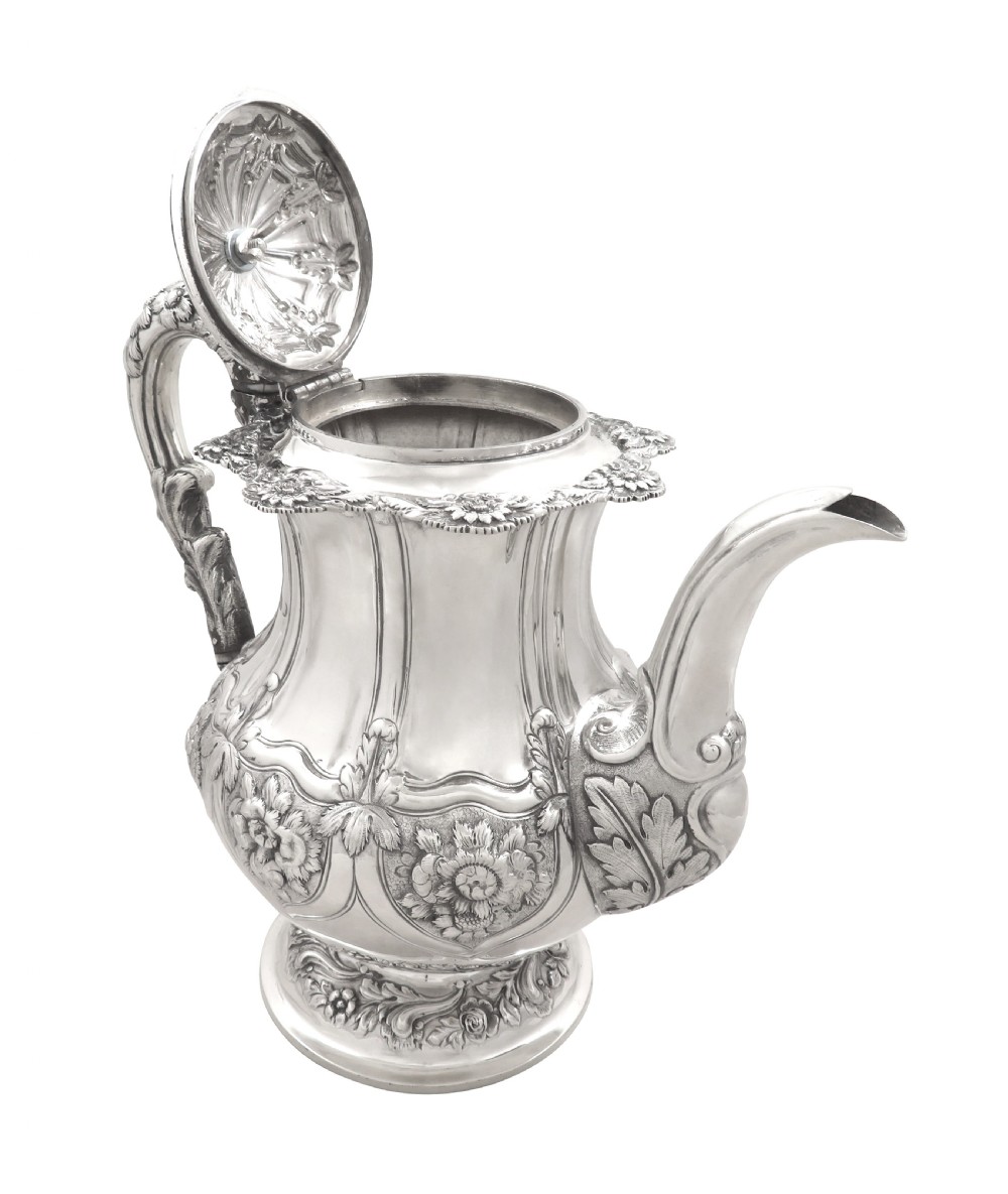 Antique Georgian Sterling Silver Coffee Pot 1825 View II