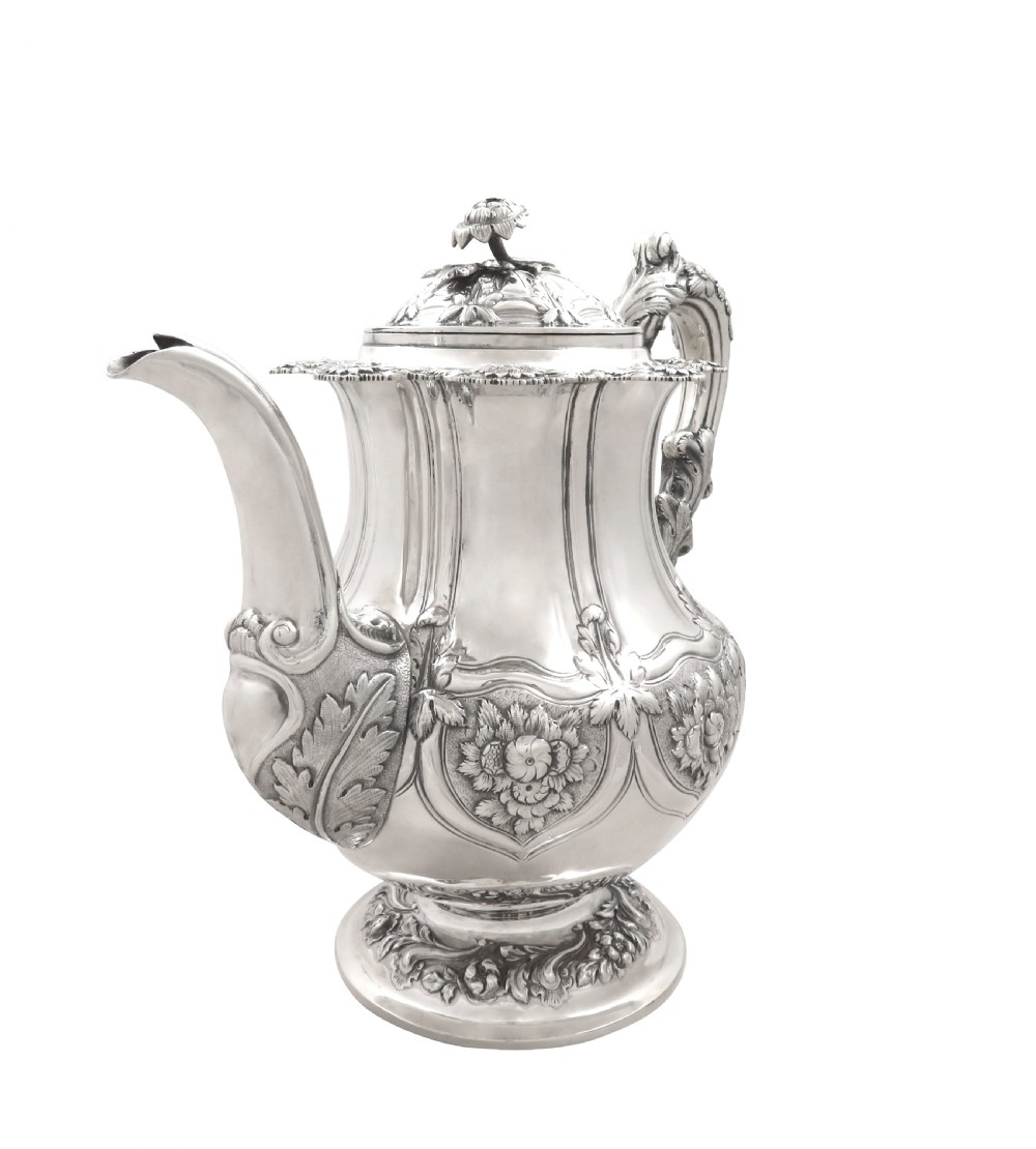 Antique Georgian Sterling Silver Coffee Pot 1825 View IV
