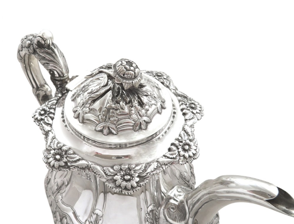 Antique Georgian Sterling Silver Coffee Pot 1825 View V