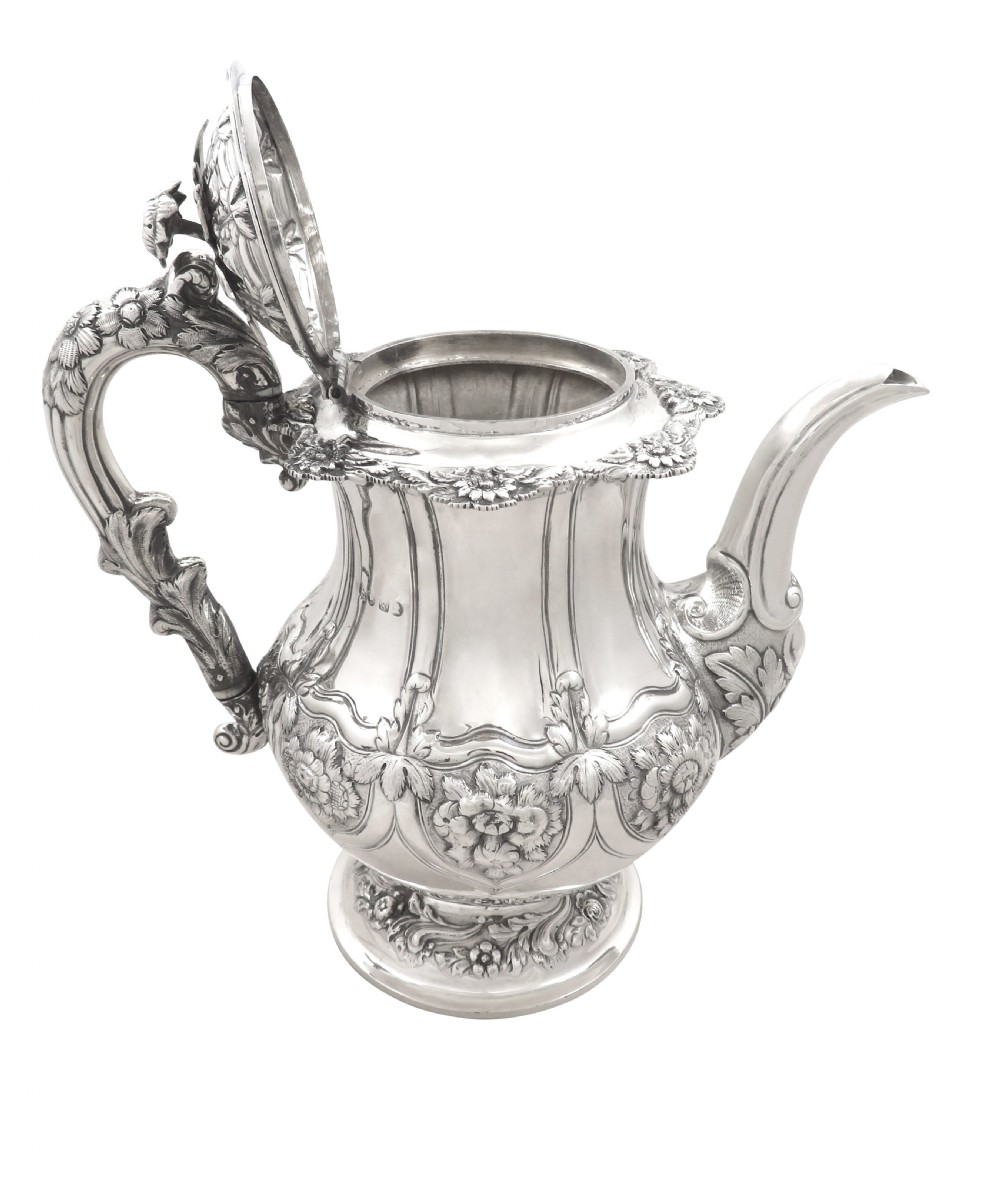 Antique Georgian Sterling Silver Coffee Pot 1825 View VI