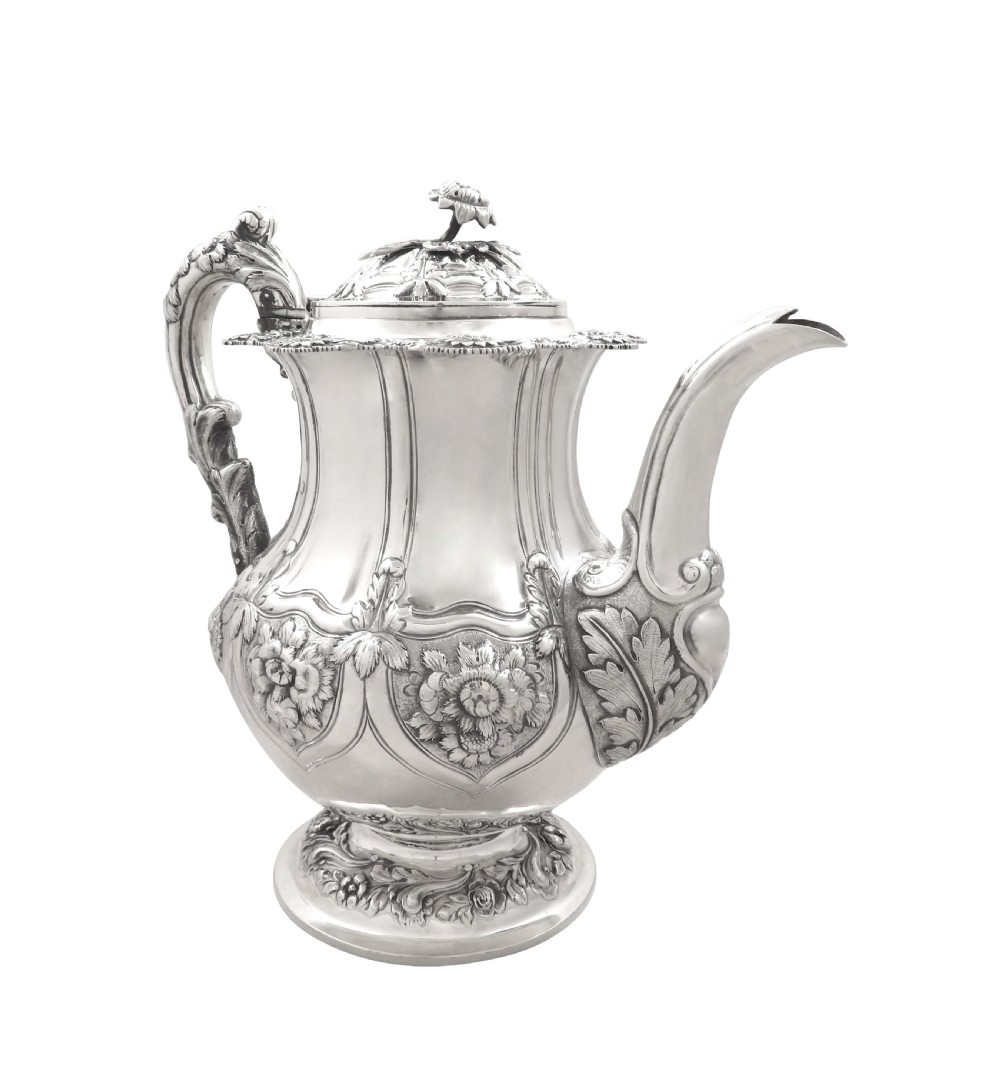 Antique Georgian Sterling Silver Coffee Pot 1825 View X
